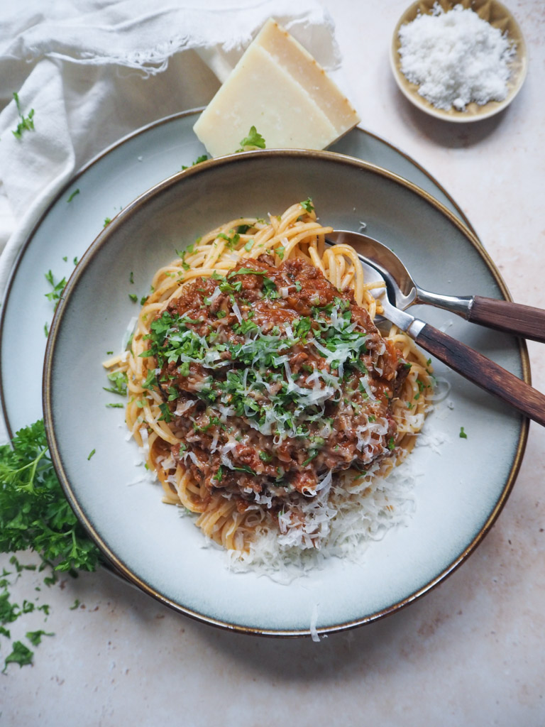 Spaghetti Bolognese pakket med grønt